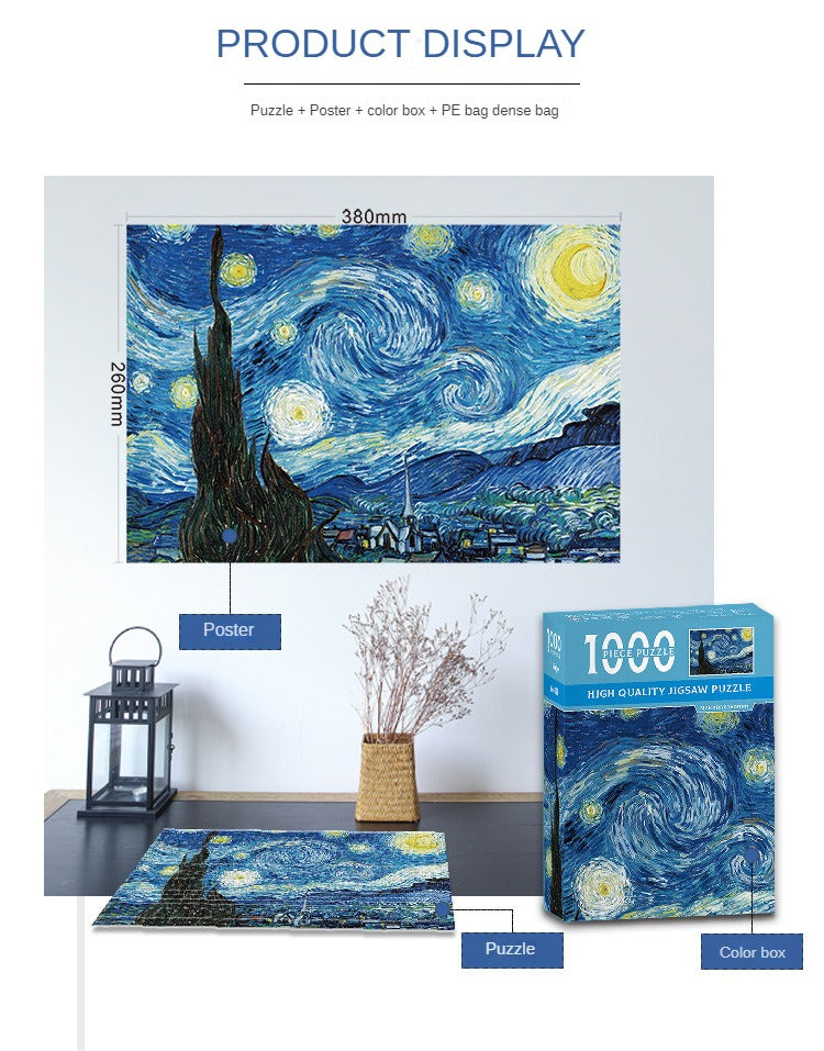 Puzzle 1000 pièces la nuit étoilée Van Ghog