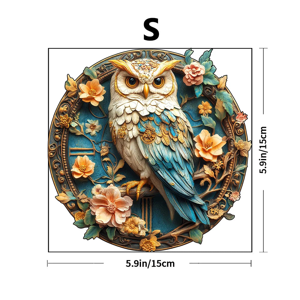 Hibou dans un cercle fleuri