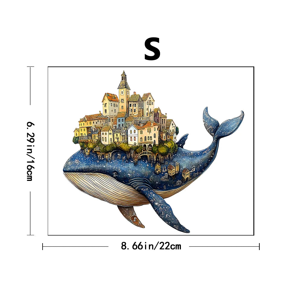 Village d'animaux sur une baleine