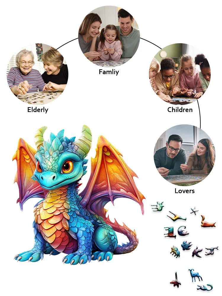 Puzzle bébé dragon courageux