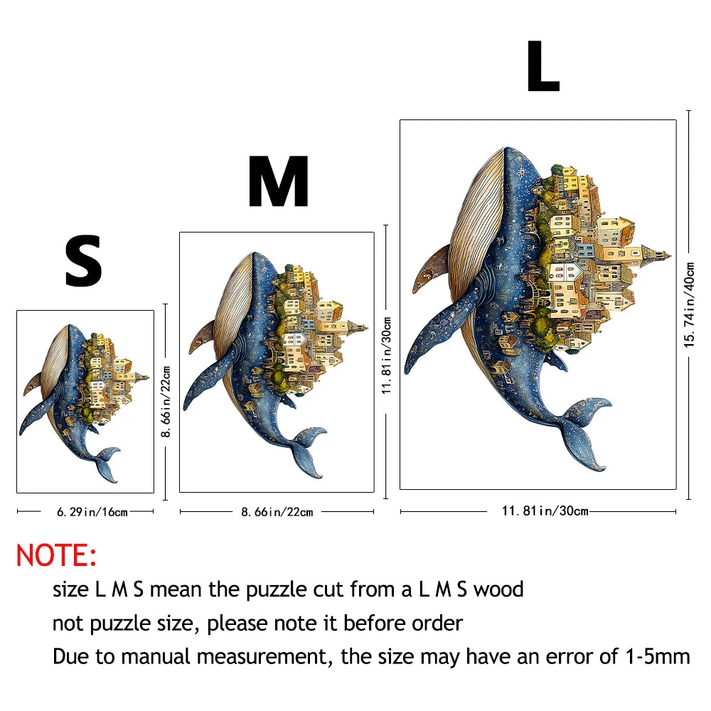 Village d'animaux sur une baleine
