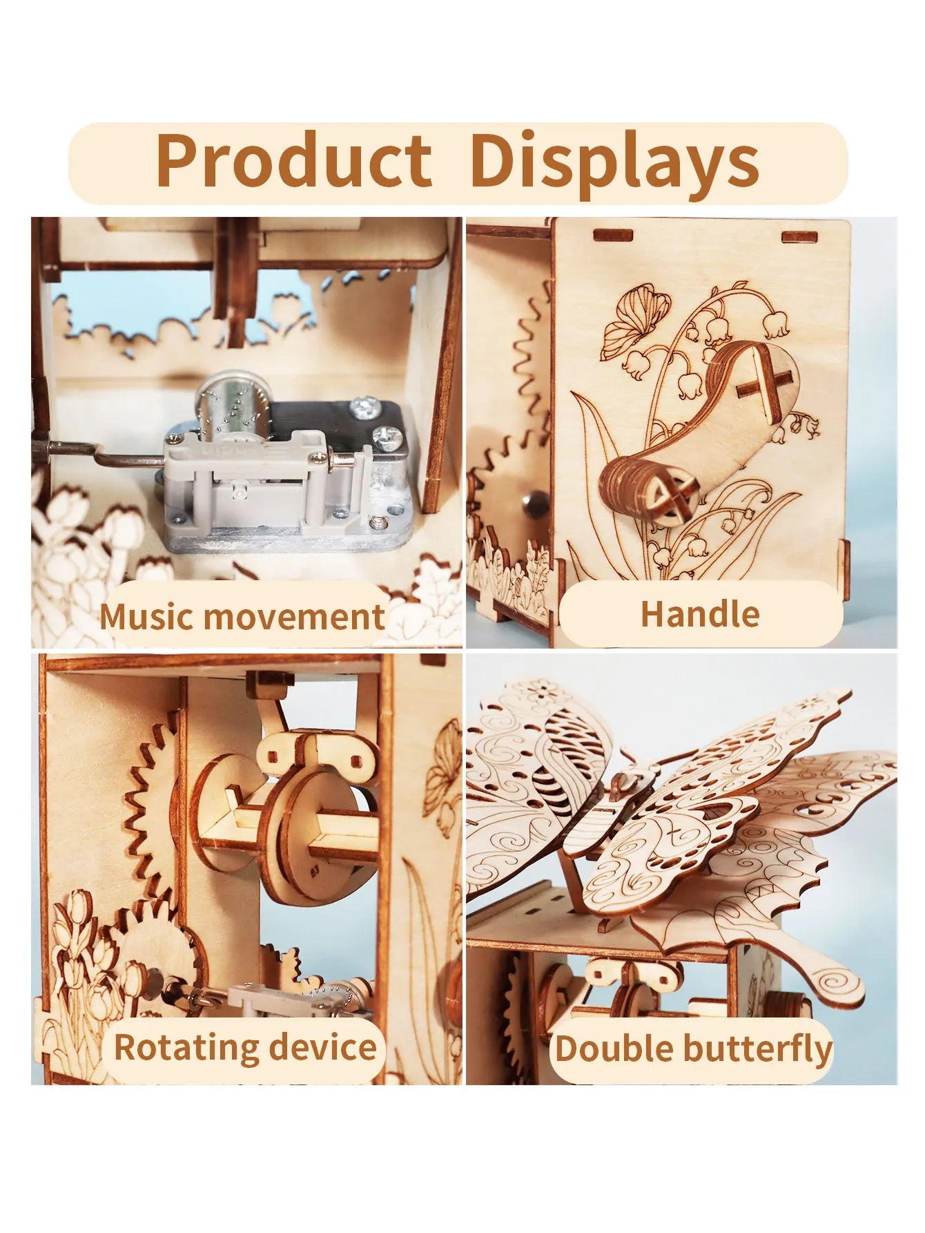 Boîte à musique papillon 3d